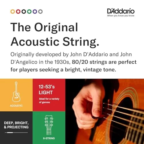 D'Addario EJ10 80/20 Bronze Acoustic Guitar Strings, Extra Light 10-47 | Bright, Treble-Heavy Tone thumbnail 4