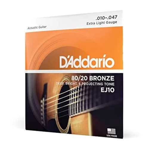 D'Addario EJ10 80/20 Bronze Acoustic Guitar Strings, Extra Light 10-47 | Bright, Treble-Heavy Tone thumbnail 1