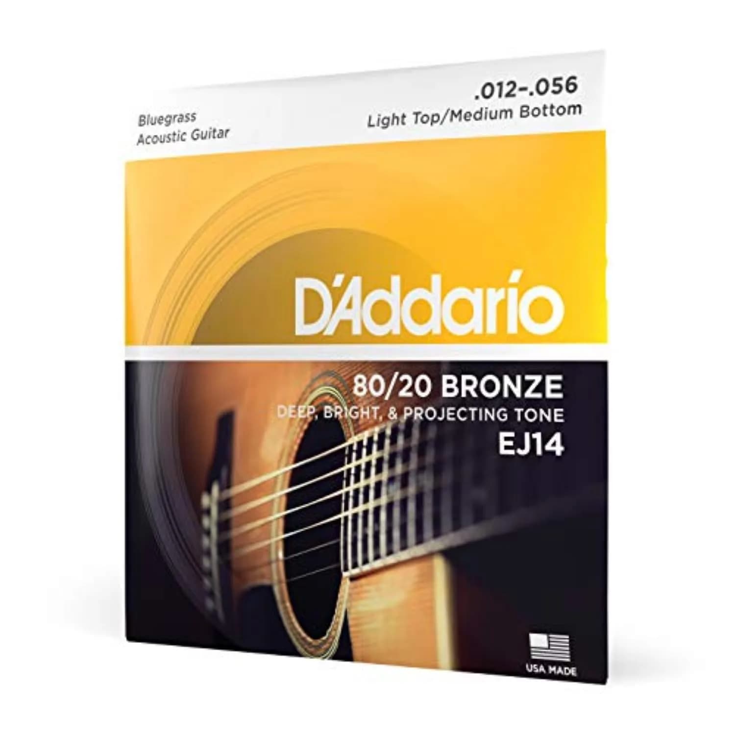 D'Addario EJ14 Bluegrass Acoustic Guitar Strings, Light Top/Medium Bottom 12-56 | Bright, Bold Sound - main product image