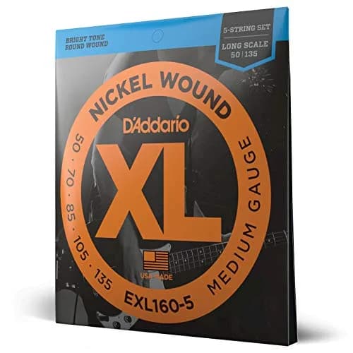 D'Addario XL Nickel Bass Guitar Strings 50-135, 5-String Set | Bright Tone, Consistent Feel, Reliable Tuning thumbnail 1