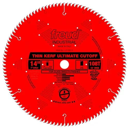 Freud LU74R014 14-Inch 108-Tooth Thin Kerf Cut-Off Saw Blade with 1-Inch Arbor | Precision Cut-Off Blade thumbnail 1