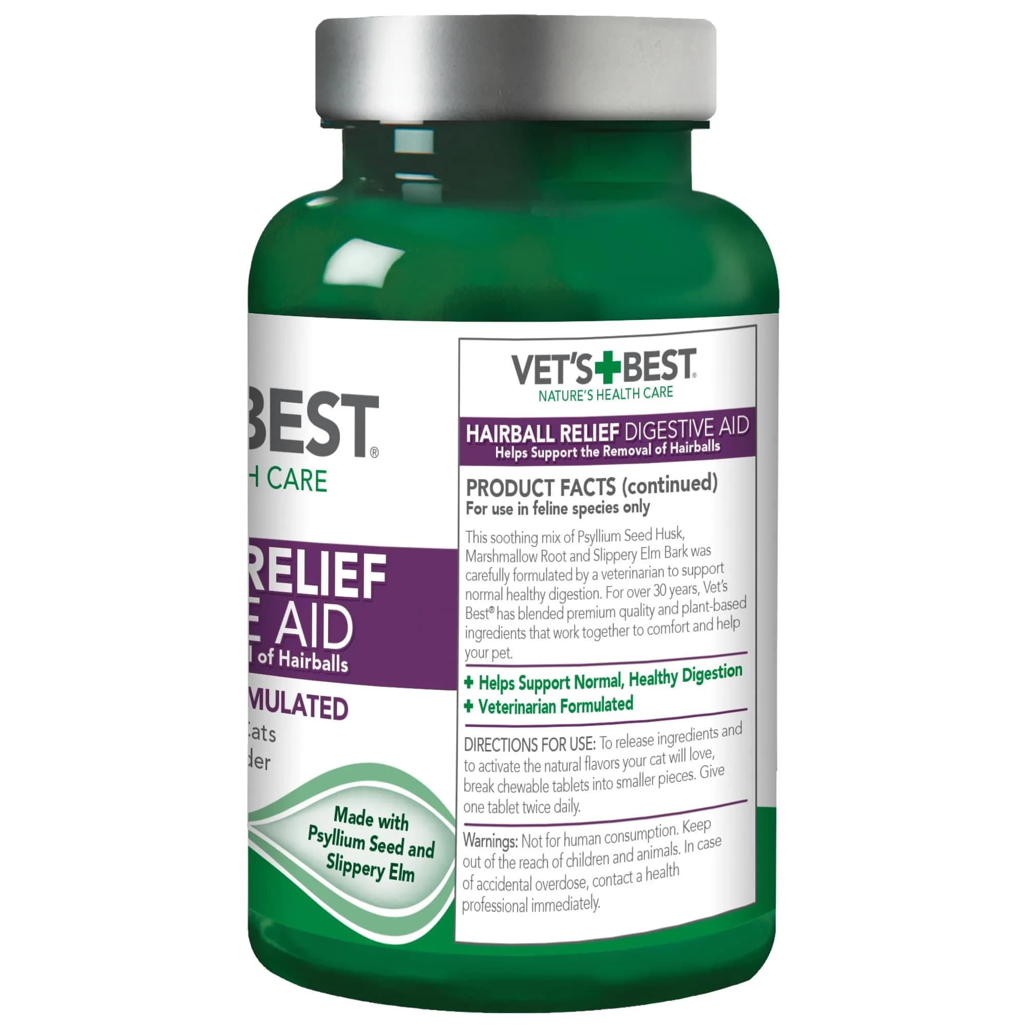 Vet's Best Cat Hairball Relief Digestive Aid Chewable Tablets, 60 Count | Vet Formulated Hairball Support Remedy - view 6