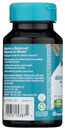 Nature's Way Ashwagandha Capsule Herbal Supplement Non-GMO Vegan 60 Count | Reduces Stress & Supports Adaptability thumbnail 5