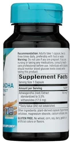 Nature's Way Ashwagandha Capsule Herbal Supplement Non-GMO Vegan 60 Count | Reduces Stress & Supports Adaptability thumbnail 6