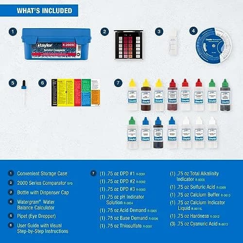 Taylor K-2005C Complete Pool & Spa Test Kit - High Range 2 oz Reagents | Accurate Water Testing thumbnail 4