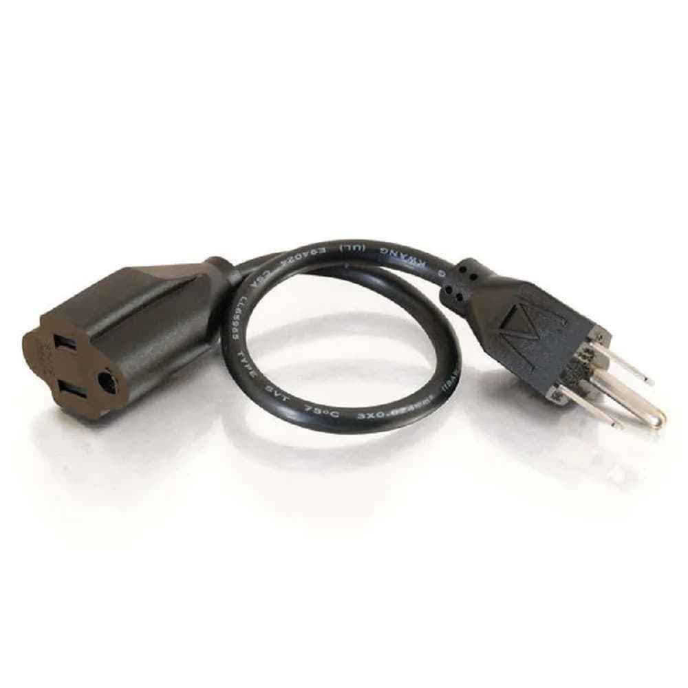 C2G 3FT Power Extension Cord 18 AWG | Universal 3-Pin Male-Female for TV, Computer & More — Black