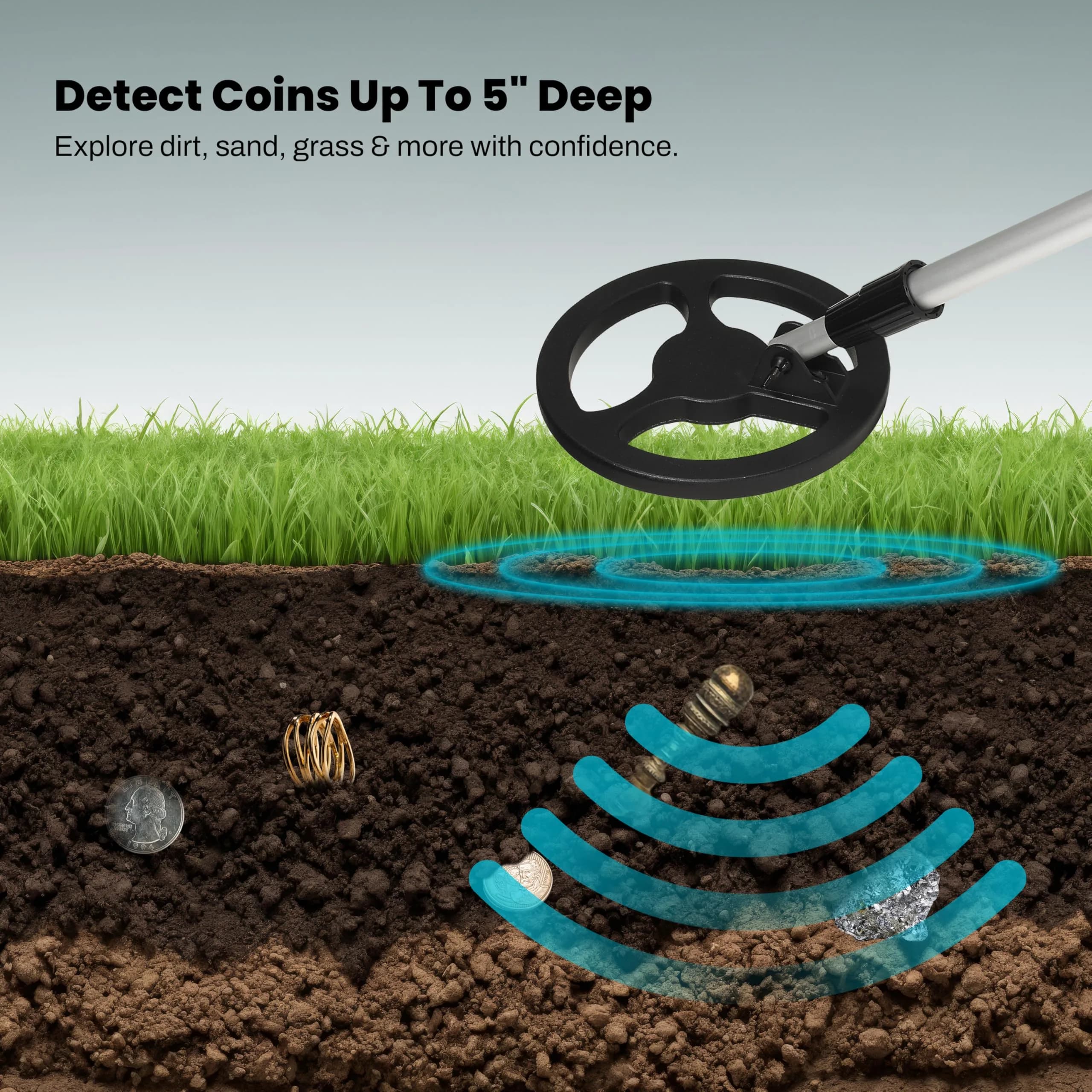 Bounty Hunter Gold Digger Kids Metal Detector | 7-inch Waterproof Coil, Lightweight Beginner Treasure Hunter - view 2