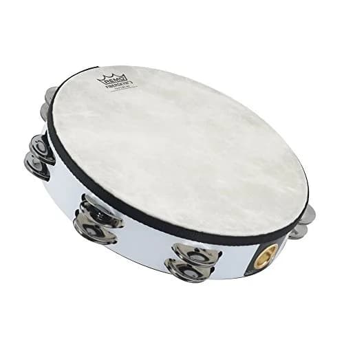 Remo Fiberskyn Tambourine - Quadura White, 10" | Professional Hand Percussion Instrument thumbnail 1