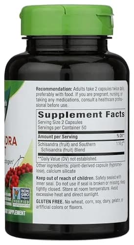 Nature's Way Schisandra Fruit 1,160 Mg Vegetarian Capsules 100 Count | Non-GMO Project Verified & TRU-ID Certified thumbnail 6
