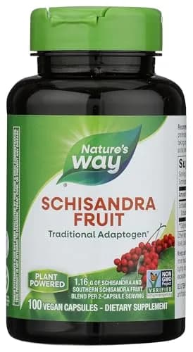 Nature's Way Schisandra Fruit 1,160 Mg Vegetarian Capsules 100 Count | Non-GMO Project Verified & TRU-ID Certified thumbnail 1