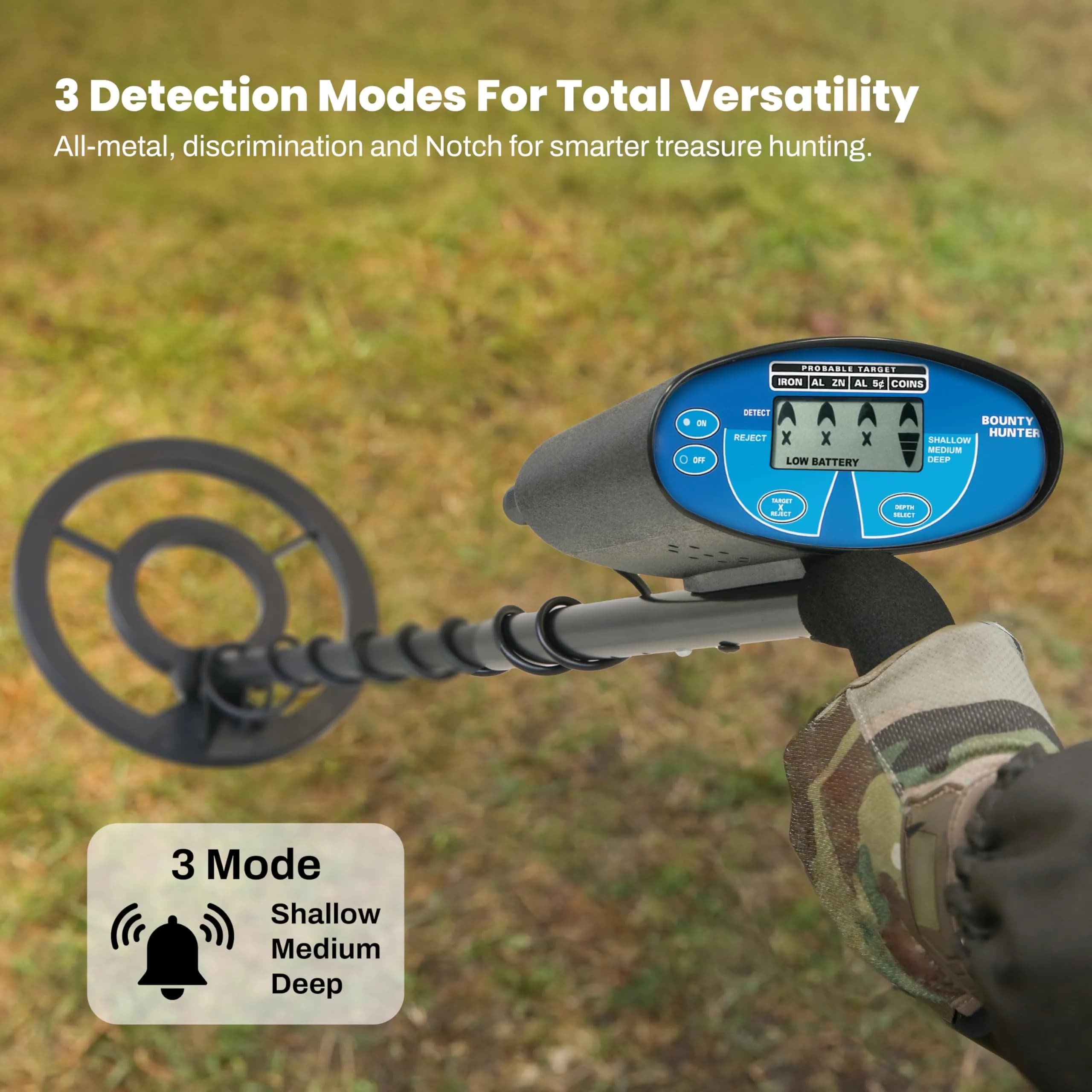 Bounty Hunter Quick Silver Metal Detector with 8" Waterproof Coil & LCD Display | Lightweight & Easy to Use - view 7
