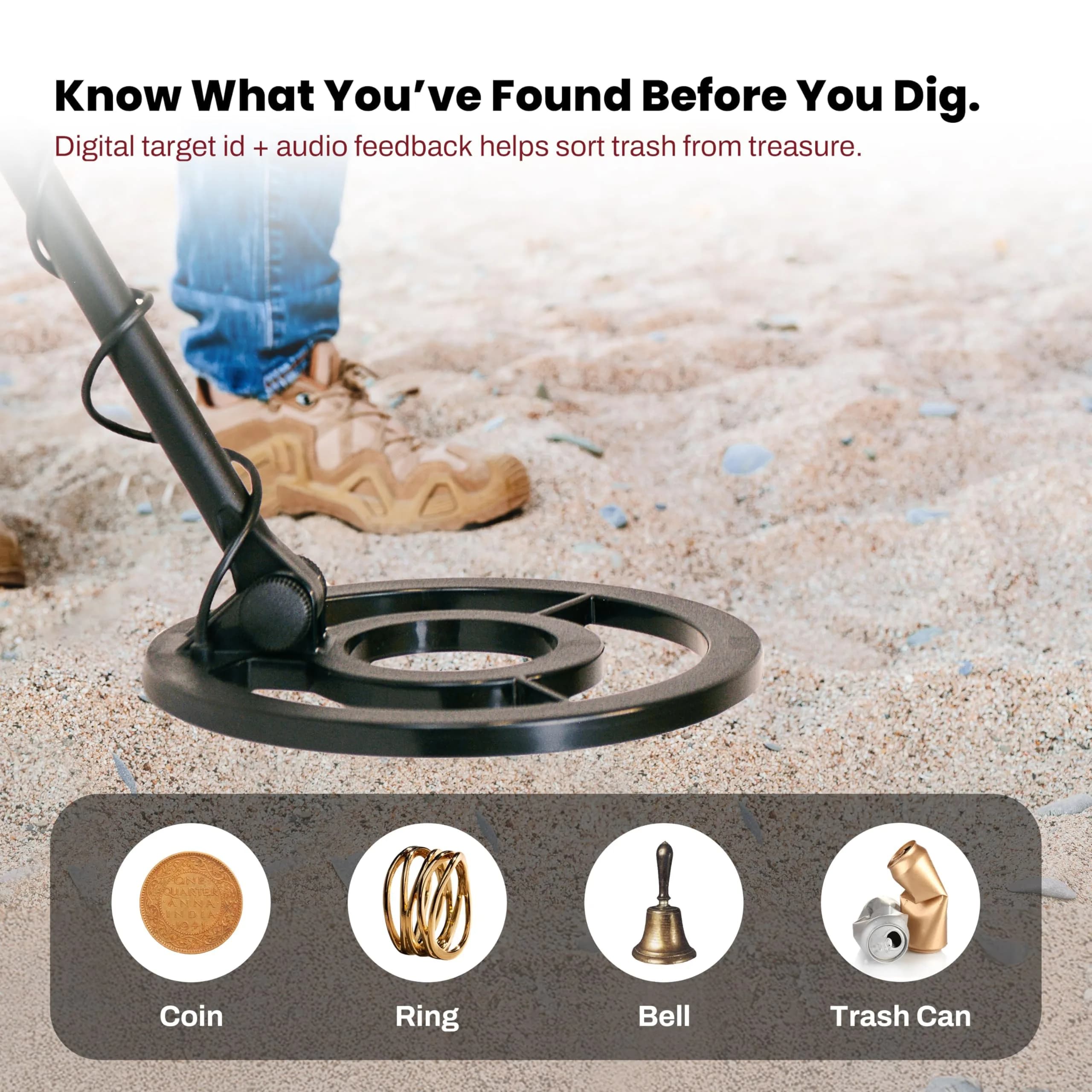 Bounty Hunter Quick Silver Metal Detector with 8" Waterproof Coil & LCD Display | Lightweight & Easy to Use - view 4
