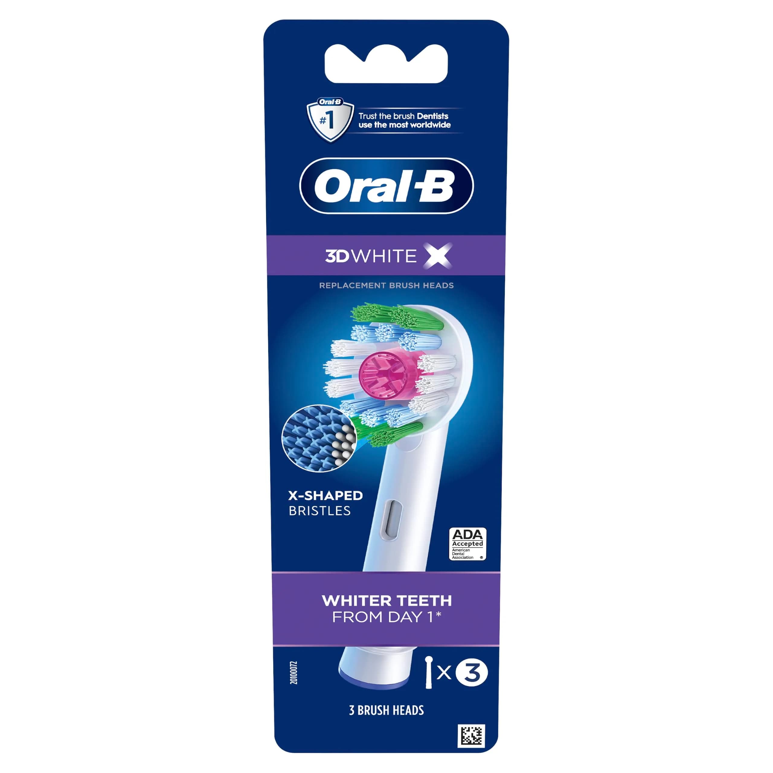 Oral-B 3D White Electric Toothbrush Replacement Brush Heads 3 Count | Polishing Cup for Stain Removal — White