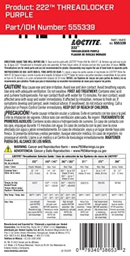 Loctite 38653 222 Purple Low Strength Thread Locker Tube - 6 ml | OEM-specified, fast-acting adhesive for automotive fasteners thumbnail 2
