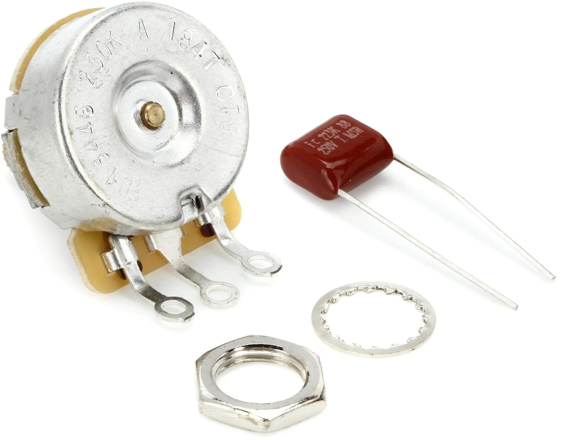 Fender Pure Vintage 250k Splitshaft Potentiometer | Original Factory Part for Guitar — silver