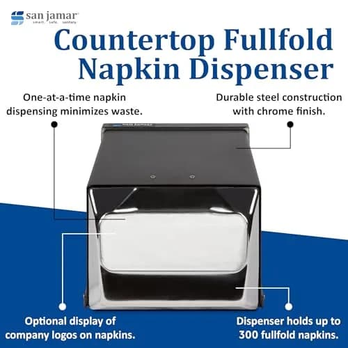 San Jamar Countertop Napkin Dispenser Black | Modern Style, Alloy Steel, 300 Napkin Capacity thumbnail 3