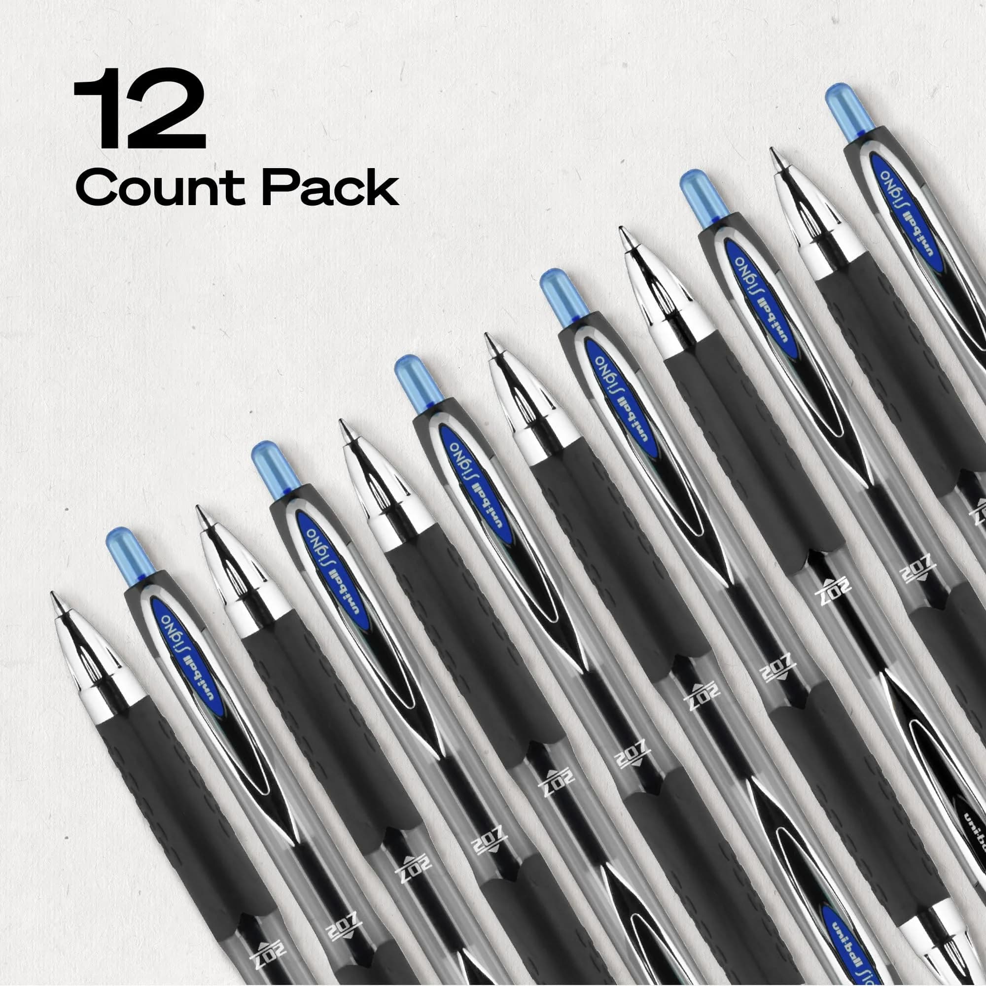 uni-ball 207 Gel Pens Blue Ink 0.7mm Medium Point Retractable 12 Count | Smooth Writing, Fraud-Resistant, uni Super Ink™ - view 8