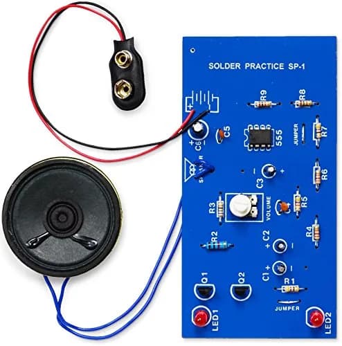 Elenco Practical Soldering Project Kit | Build a Two Tone European Siren, Learn Multivibrator Circuits, US Made thumbnail 1