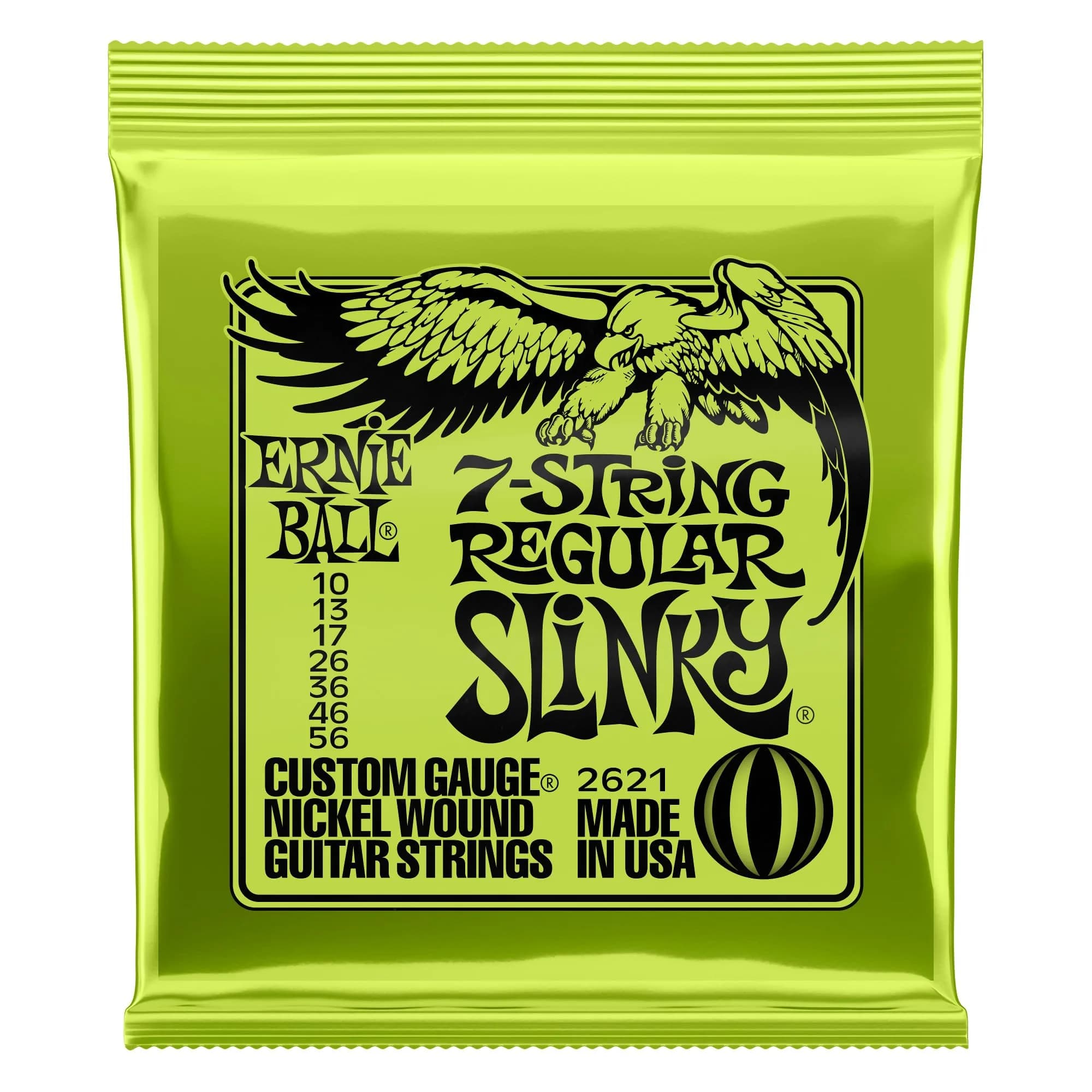 Ernie Ball 7-String Regular Slinky Nickel Wound Electric Guitar Strings 10-56 Gauge | Bright Balanced Tone - main product image