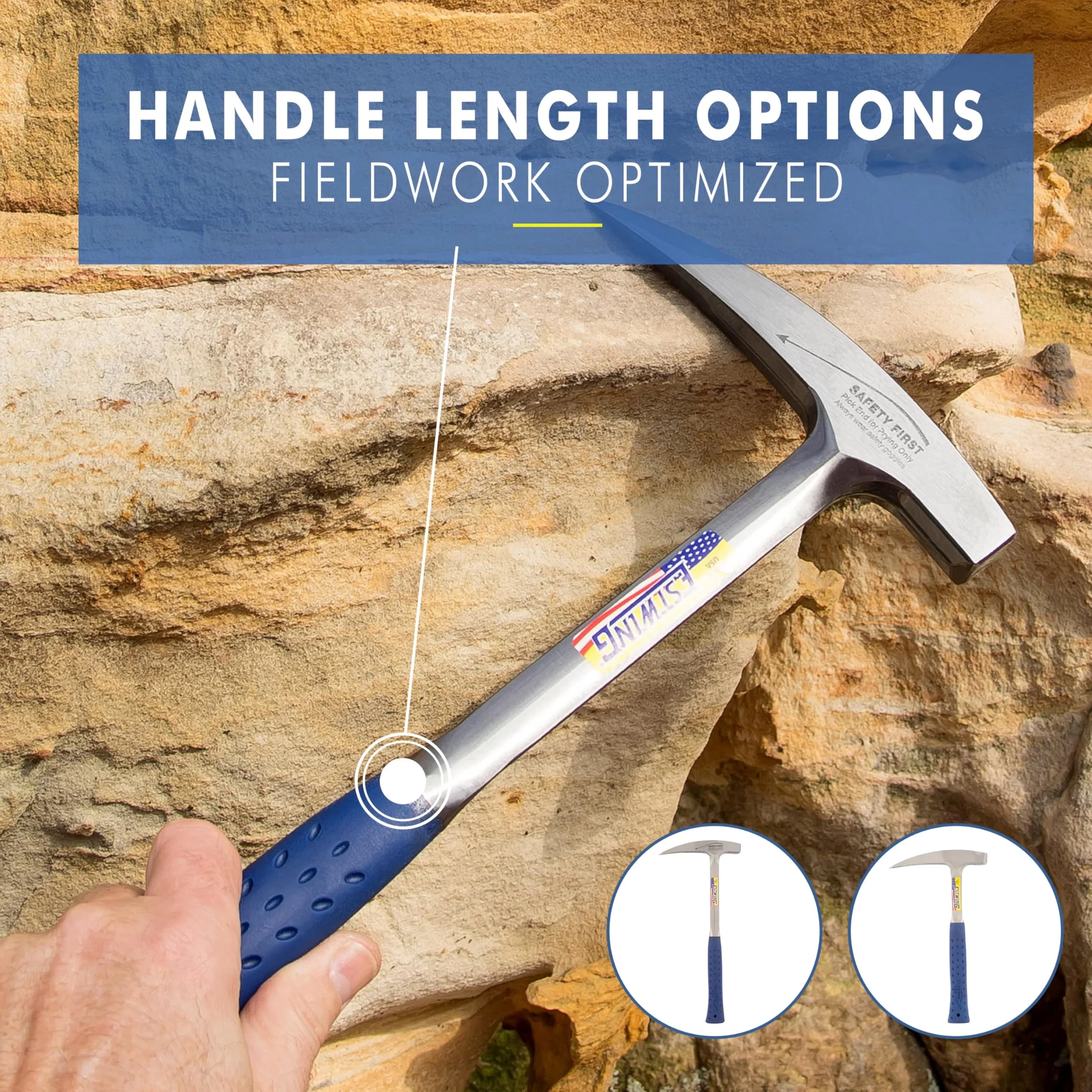 Estwing 22 oz Rock Pick Geology Hammer with Pointed Tip & Shock Reduction Grip | Forged Steel Head - view 5