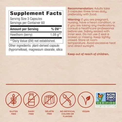 Nature's Way Hawthorn Berries 180 Count | Heart Support Capsules, Vegan & Gluten-Free thumbnail 6
