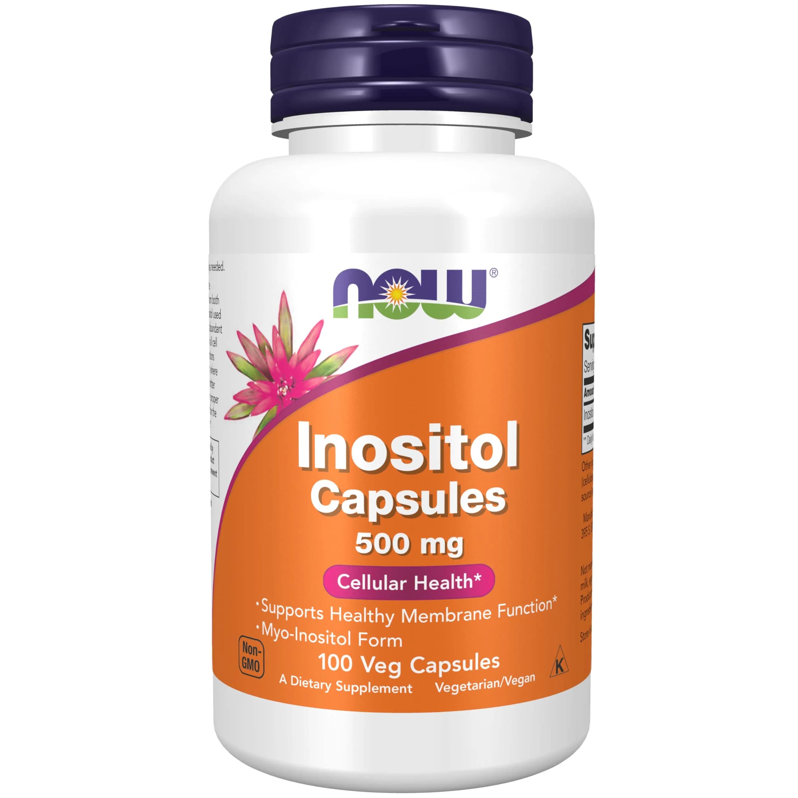 NOW Foods Inositol 500 mg 100 Veg Capsules | Supports Cellular Health & Membrane Function - main product image