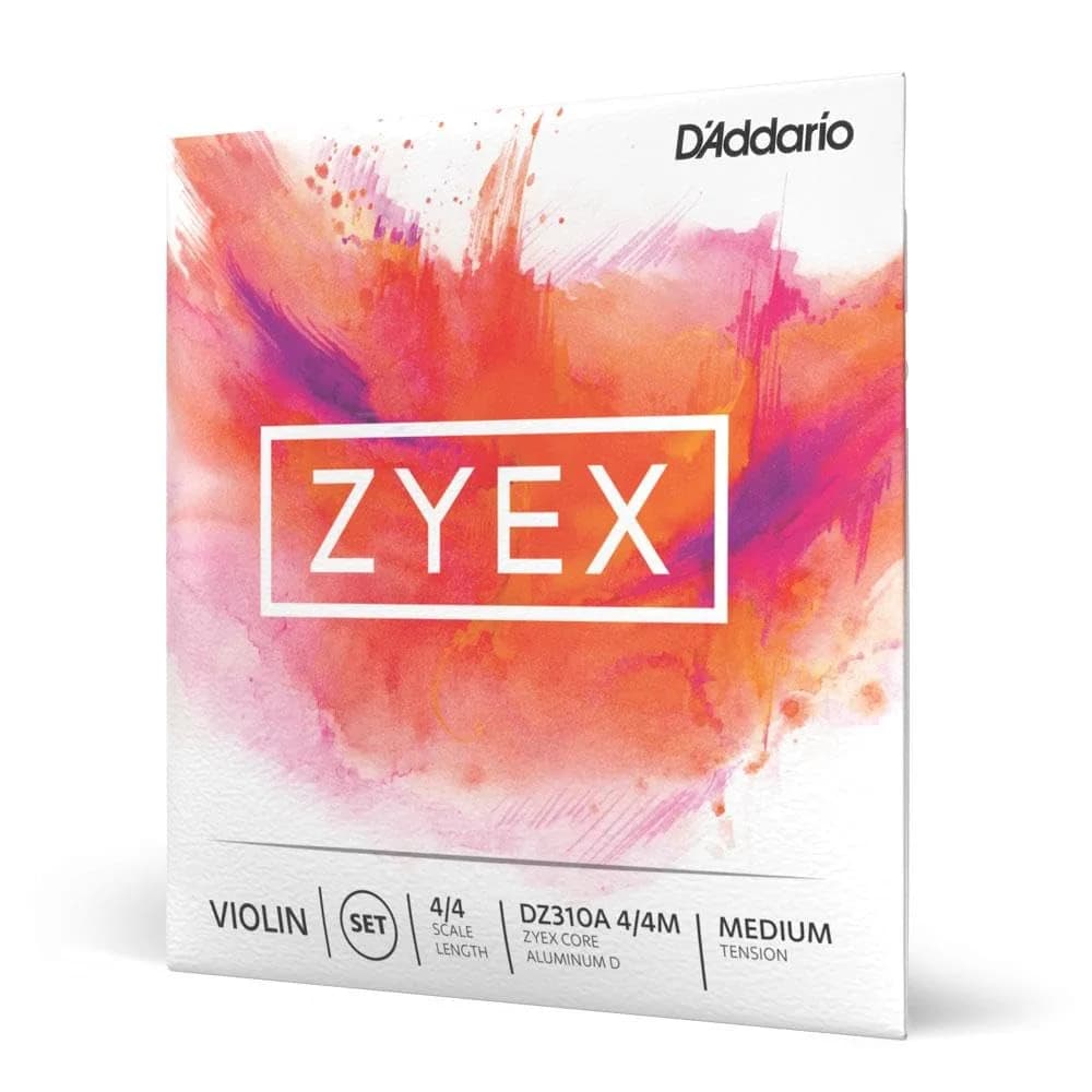 D'Addario Zyex Violin String Set with Aluminum D, 4/4 Scale, Medium Tension | Warm Rich Tone