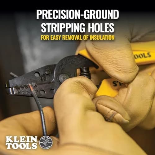 Klein Tools 11048 Dual Wire Stripper Cutter 10-14 AWG Solid Wire | Strips Two Wires Simultaneously thumbnail 5