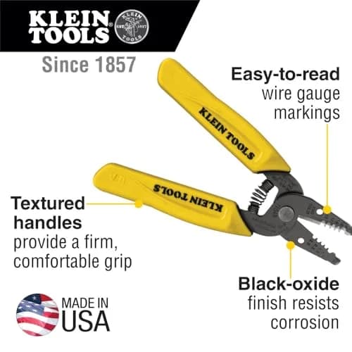 Klein Tools 11048 Dual Wire Stripper Cutter 10-14 AWG Solid Wire | Strips Two Wires Simultaneously thumbnail 3