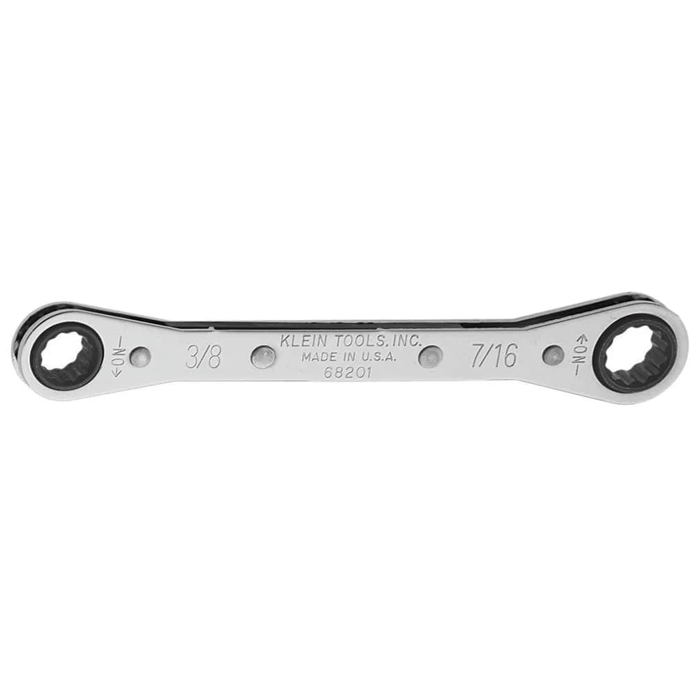 Klein Tools 68201 Ratcheting Box Wrench 3/8-Inch x 7/16-Inch | 12.7 cm (5.5 in) Standard Length — Multi