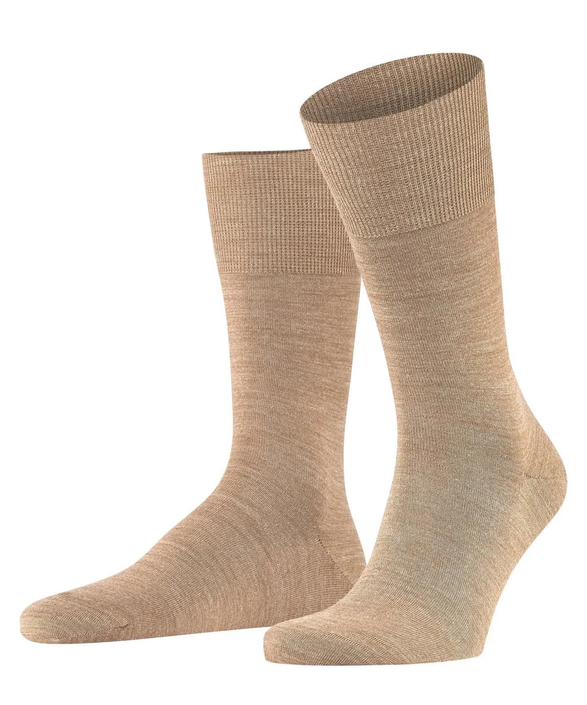 FALKE Men’s Airport Crew Socks, Merino Wool Cotton, Brown, Size 8-9 | Classic Formal & Trendy Work Socks