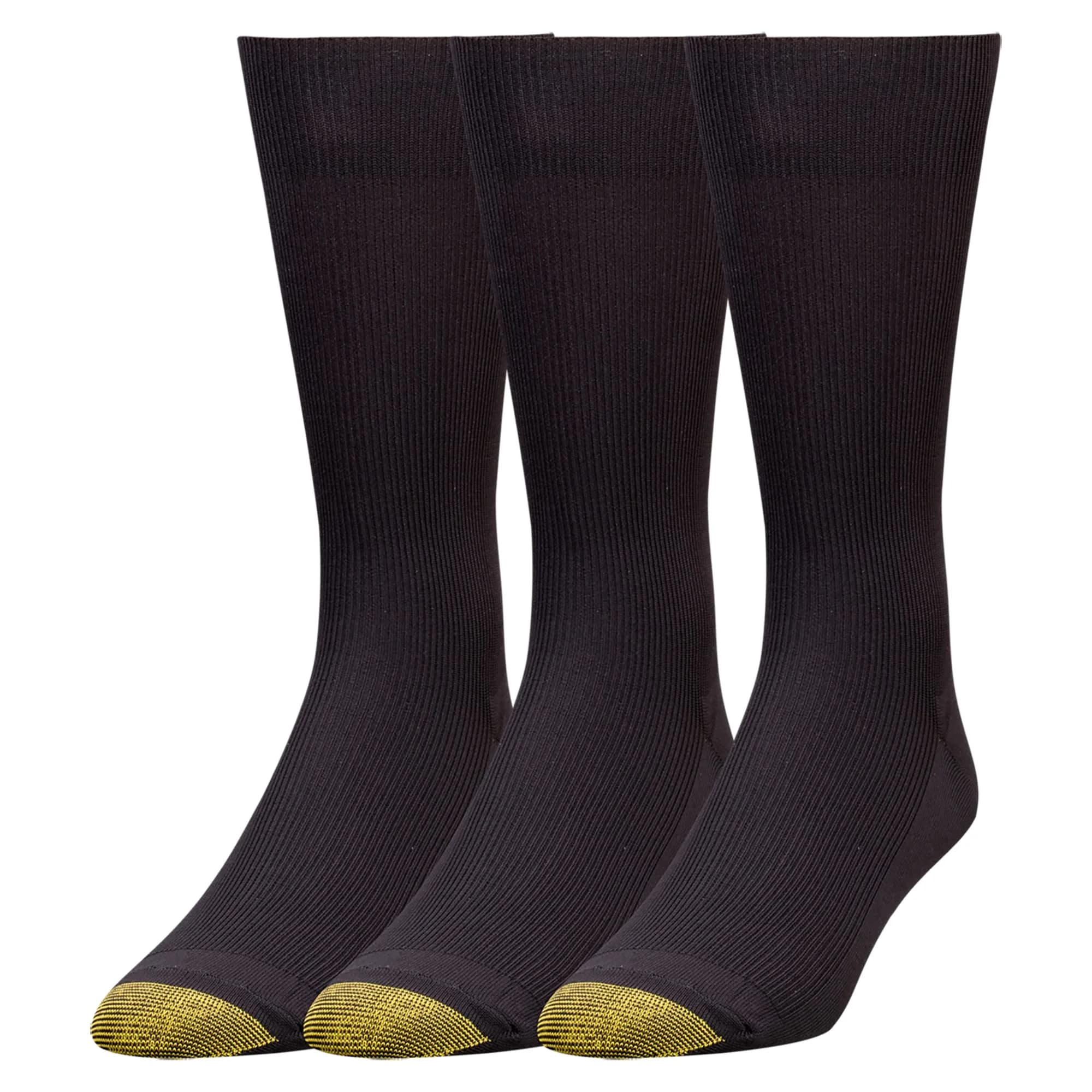 GOLDTOE Men's Metropolitan Crew Dress Socks, 3-Pairs, Black, Shoe Size: 6-12.5 | Moisture-Wicking Nylon for Business & Formal Wear