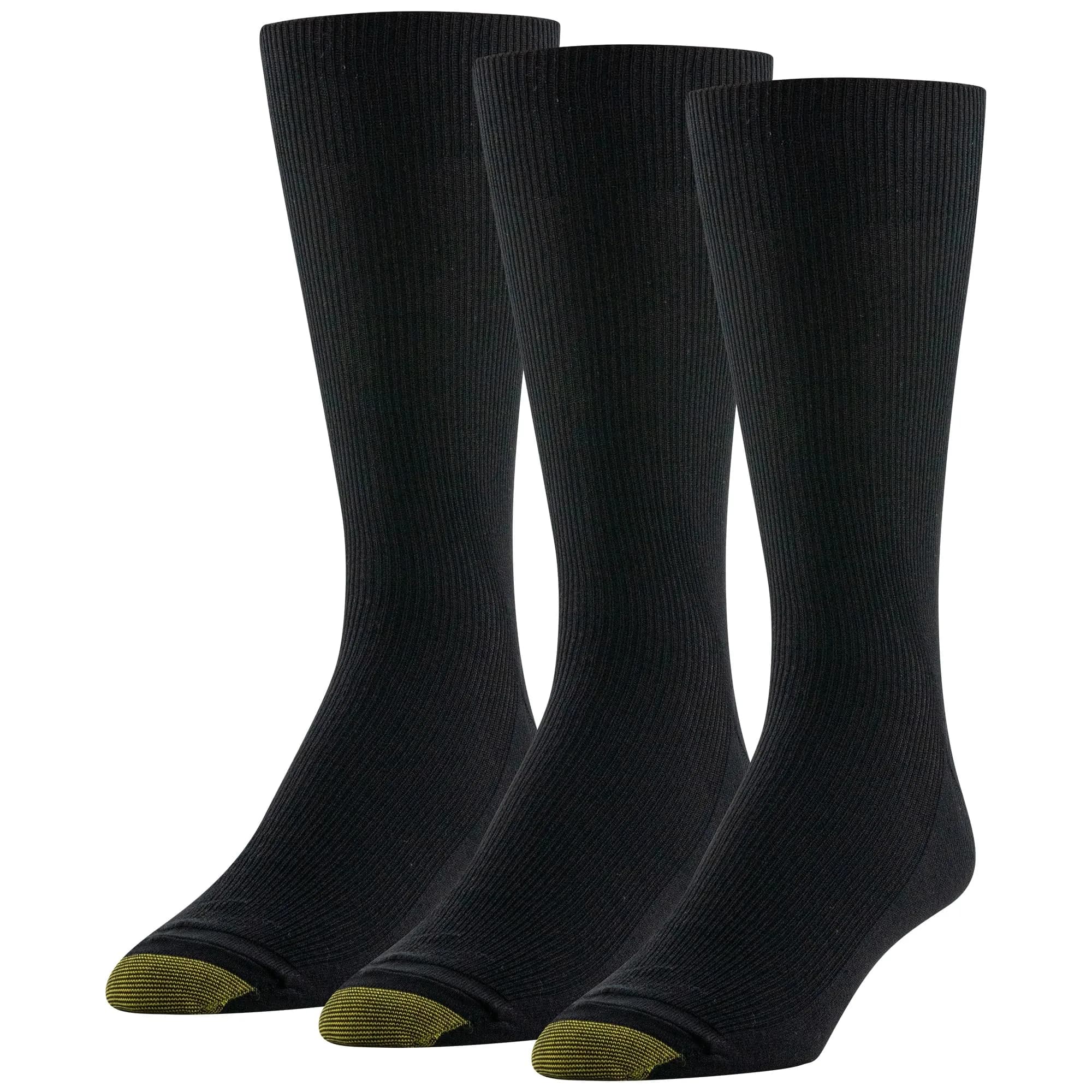GOLDTOE Men's Metropolitan Crew Dress Socks, 3-Pairs, Black 2 | Reinforced Heel & Toe, Moisture-Wicking (70-120 chars)