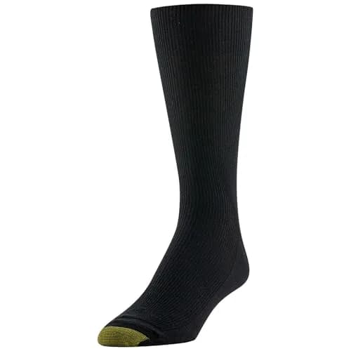GOLDTOE Men's Metropolitan Crew Dress Socks, 3-Pairs, Black 2 | Reinforced Heel & Toe, Moisture-Wicking (70-120 chars) thumbnail 2