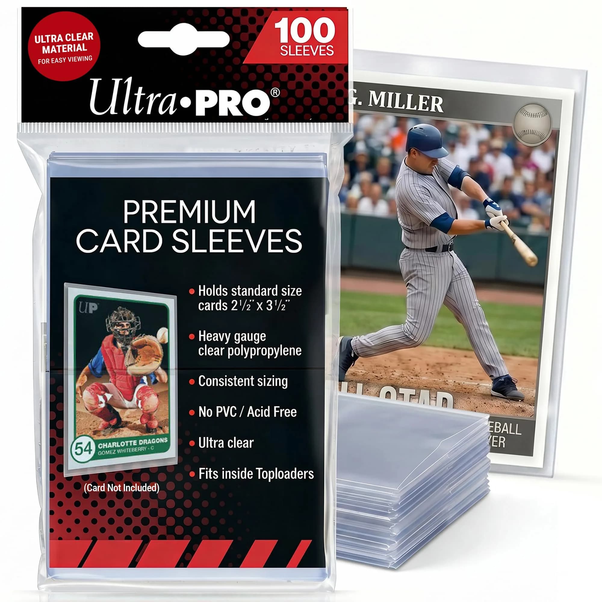 Ultra Pro Premium Clear Card Sleeves 2.5" x 3.5" 100 Pack | Archival Grade Acid-Free Non-PVC - main product image