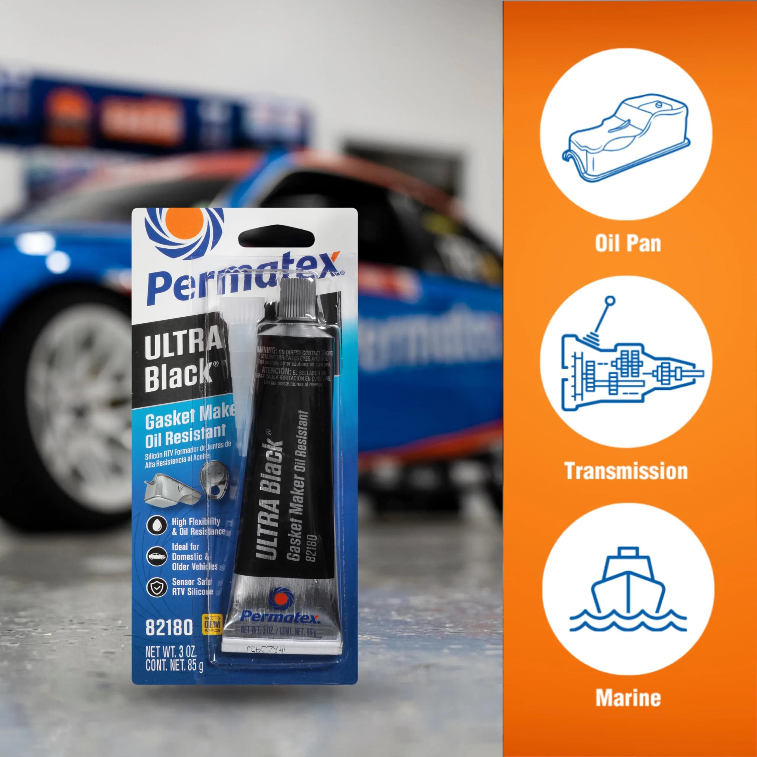 Permatex 82180 Ultra Black Maximum Oil Resistance RTV Silicone Gasket Maker, Sensor Safe and Non-Corrosive, for High Flex and Oil Resistant Applications 3 oz thumbnail 4
