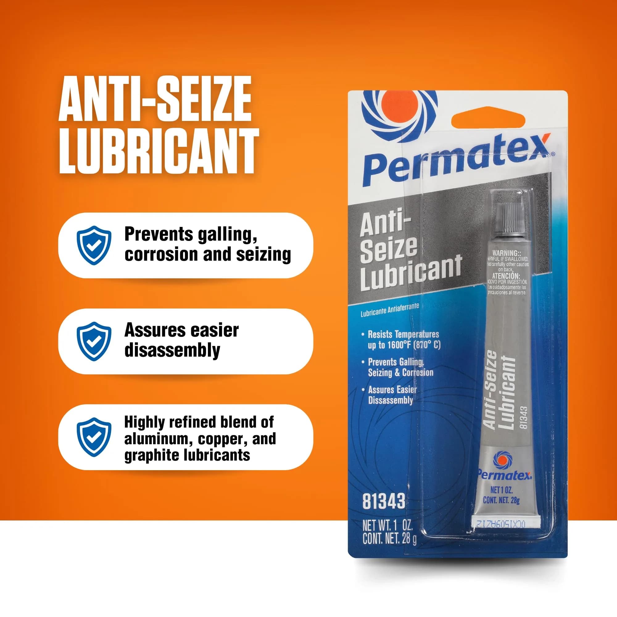 Permatex 81343 Anti-Seize Lubricant, 1 oz. (29.57 ml) Tube | High Temp & Marine Use - view 2