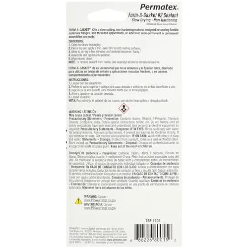 Permatex Form-A-Gasket #2 Sealant Black 44.36 ml (1.5 Fl Oz.) | Non-Hardening for Cut Gaskets thumbnail 2
