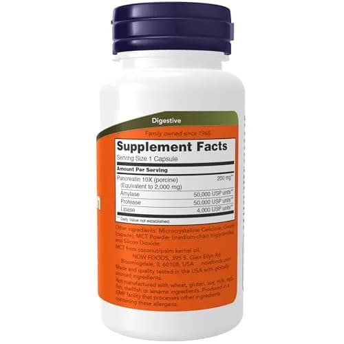 Now Foods Pancreatin 2000mg Capsules | Digestive Support for Adults in India thumbnail 2