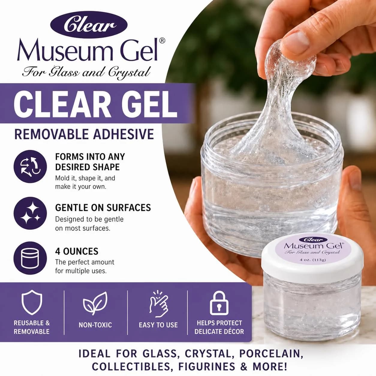 Quakehold! Museum Gel Clear 120ml (4 fl oz) | Secures Collectibles Against Shocks - view 2