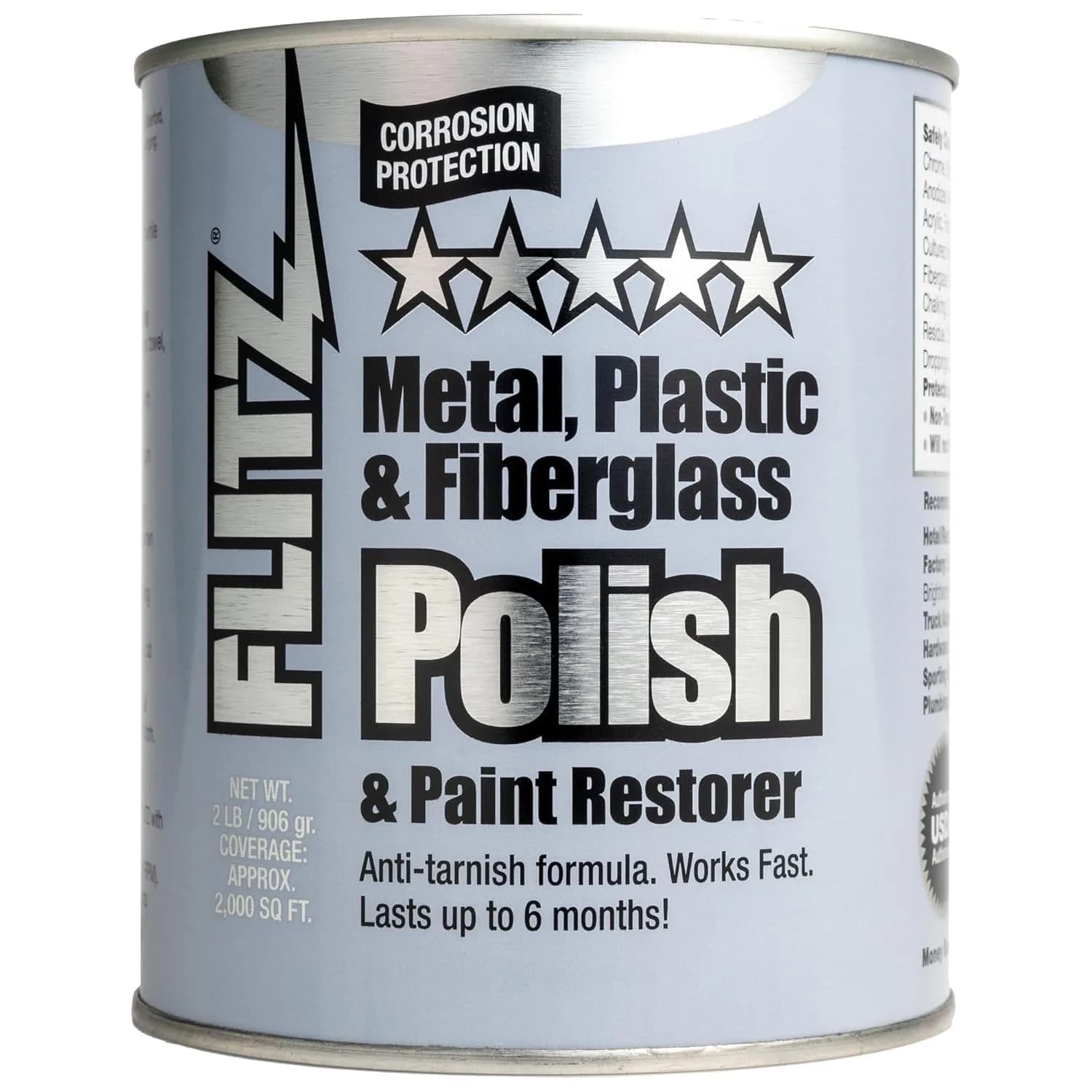 Flitz Multi-Purpose Metal Polish Paste 1.76oz | Non-Abrasive Chrome & Steel Cleaner — 2 lb