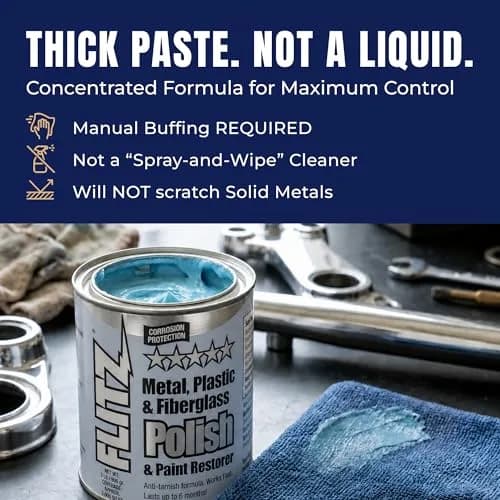 Flitz Metal Polish Paste - 2lb Can for Solid Chrome, Stainless Steel, Aluminum | Non-Abrasive Light Oxidation Support thumbnail 3