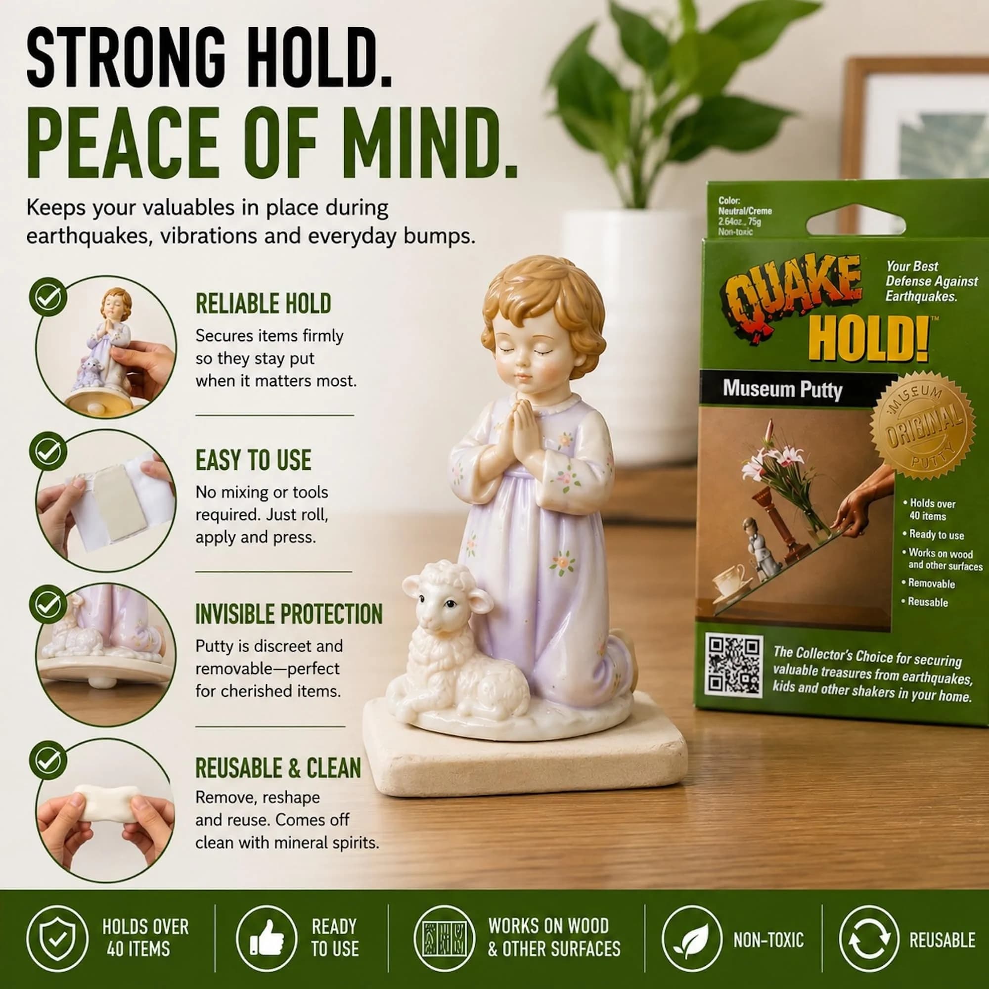 QuakeHold! Museum Putty 75g (2.64 oz) | Secure Collectibles on Any Surface - view 3