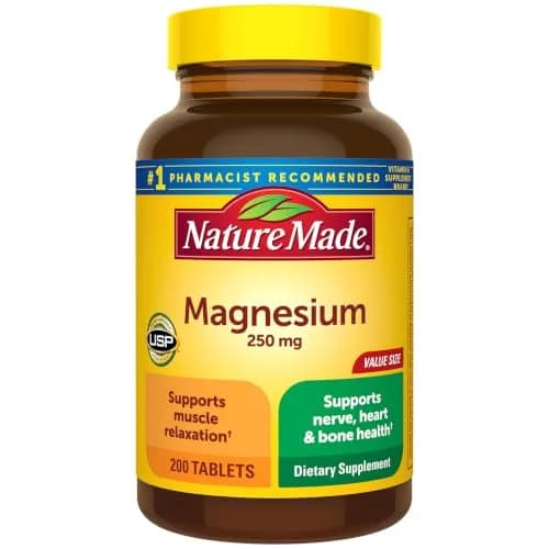 Nature Made Magnesium Oxide 250 mg Tablets | 200 Count (Pack of 1) | Supports Muscle Relaxation, Heart, Bone & Nerve Health thumbnail 1