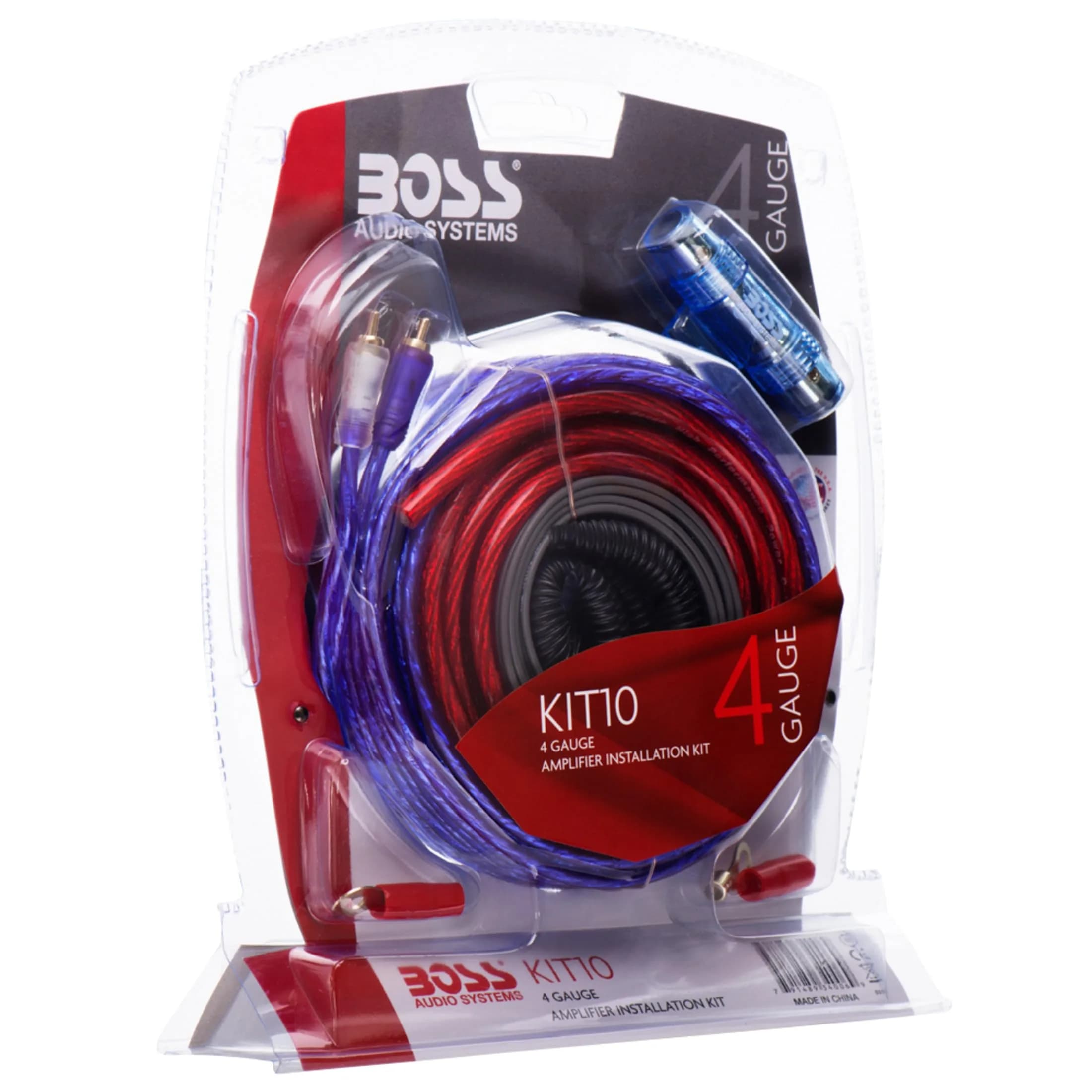 BOSS Audio Systems KIT10 4 Gauge Car Amplifier Wiring Kit | 20 ft Power Cable, RCA & Fuse