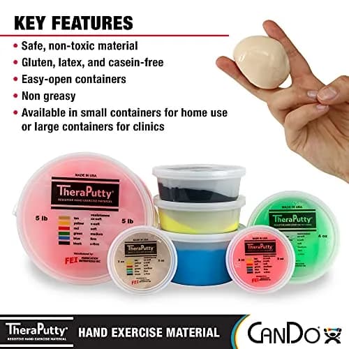 CanDo TheraPutty Standard Hand Exercise Putty XX-Soft (3 oz / 85 g) | For Rehabilitation and Grip Strengthening thumbnail 5