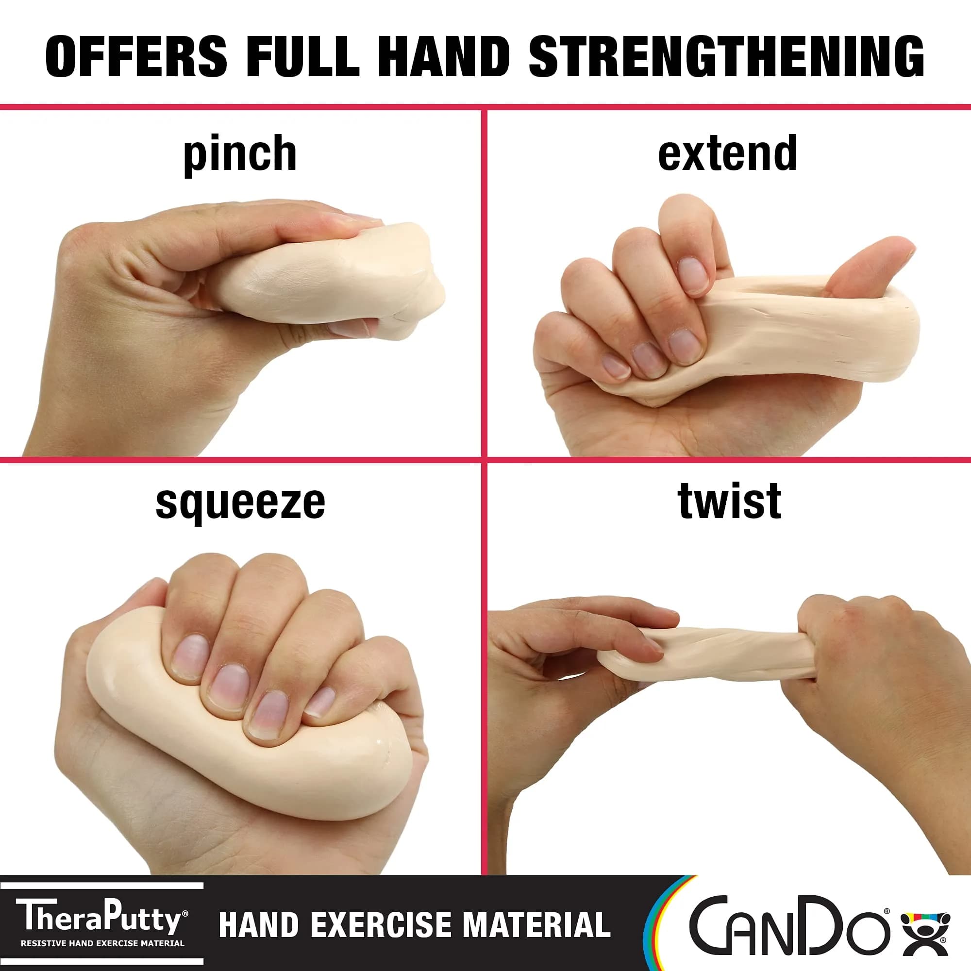 CanDo TheraPutty Standard Hand Exercise Putty XX-Soft (3 oz / 85 g) | For Rehabilitation and Grip Strengthening - view 3