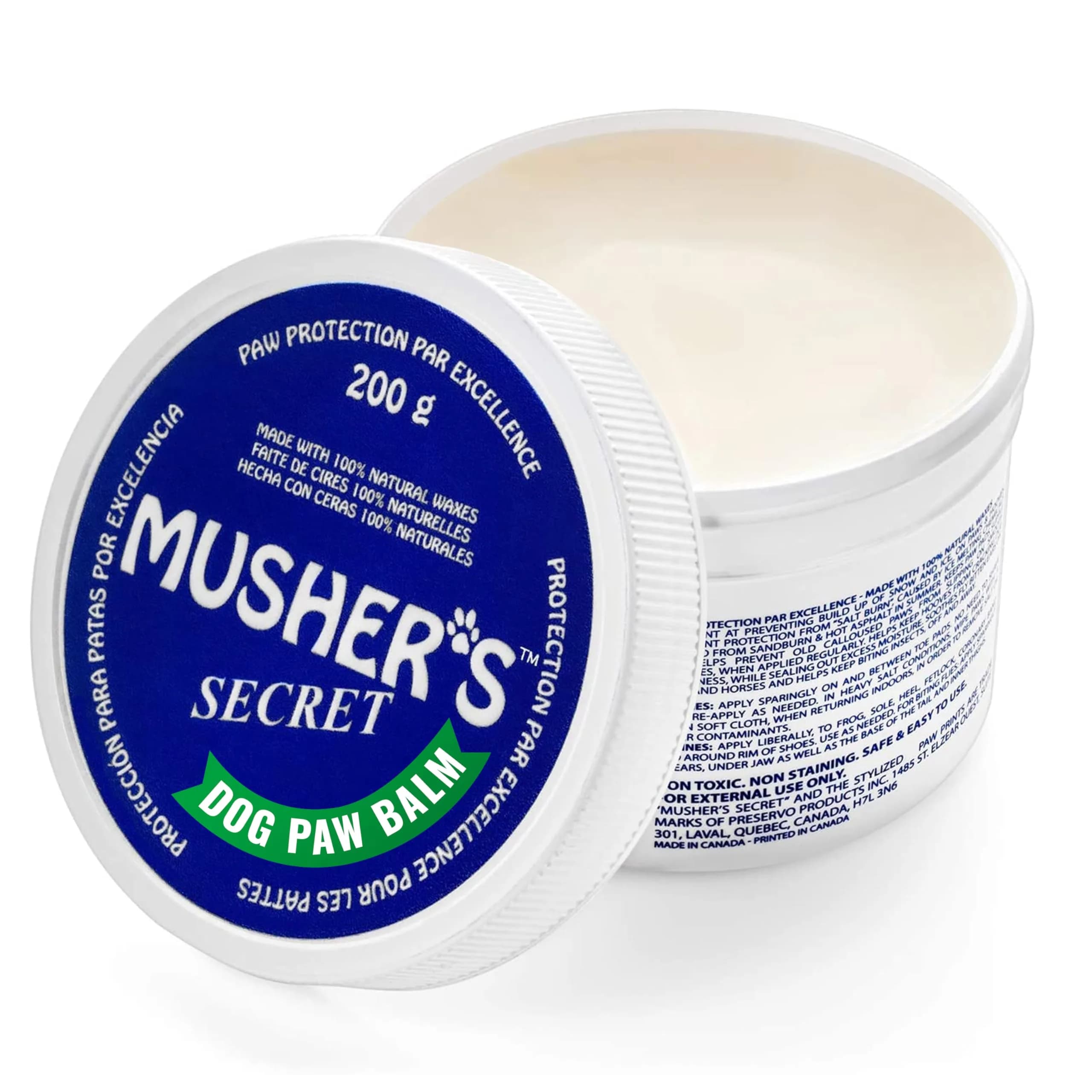 Musher's Secret Paw Wax 200g (7 oz) | Natural Waxes & Vitamin E for All-Weather Paw Protection — Blue