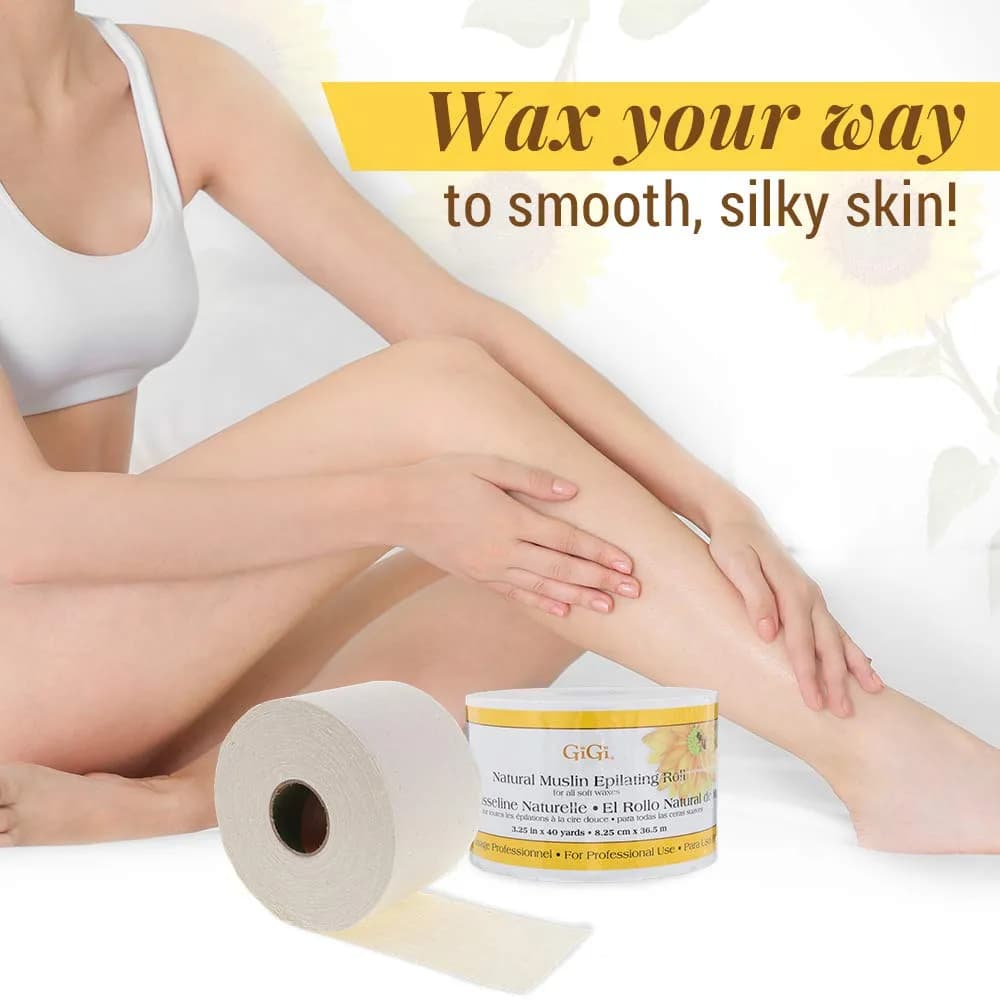 GIGI Natural Muslin Epilating Roll 8.4 cm (3.25 in.) x 36.6 m (40 Yards) | Salon-Quality Hair Removal Cloth - view 2