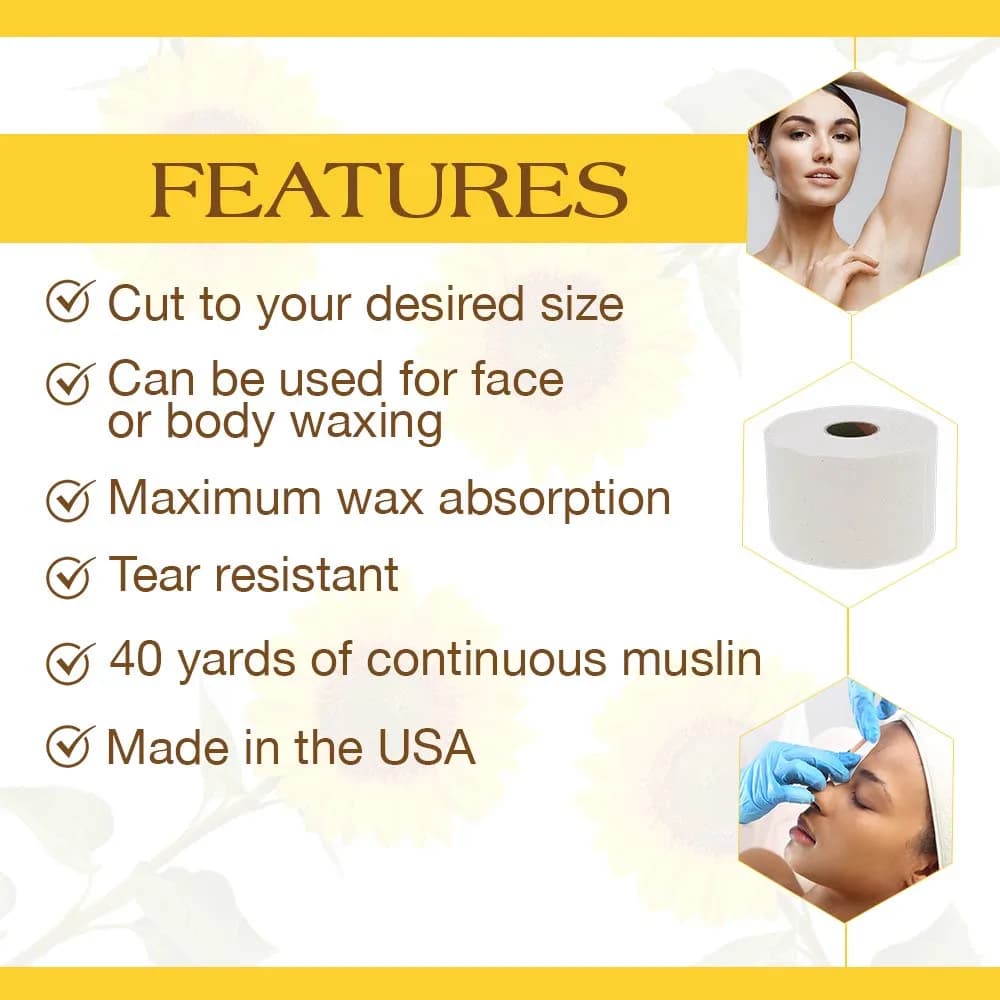 GIGI Natural Muslin Epilating Roll 8.4 cm (3.25 in.) x 36.6 m (40 Yards) | Salon-Quality Hair Removal Cloth - view 3